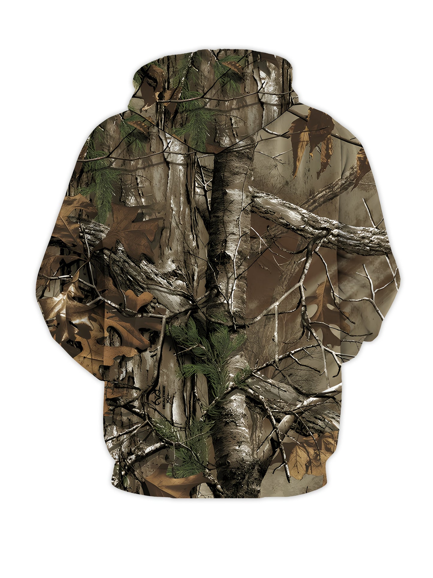 Men's Casual Sports Hoodie with Tree Branch Print – Breathable Zip-Up Double Hood Essential Plus Size Hoodie - Premium hoodie from Lizard Vigilante - Just $38.99! Shop now at Lizard Vigilante