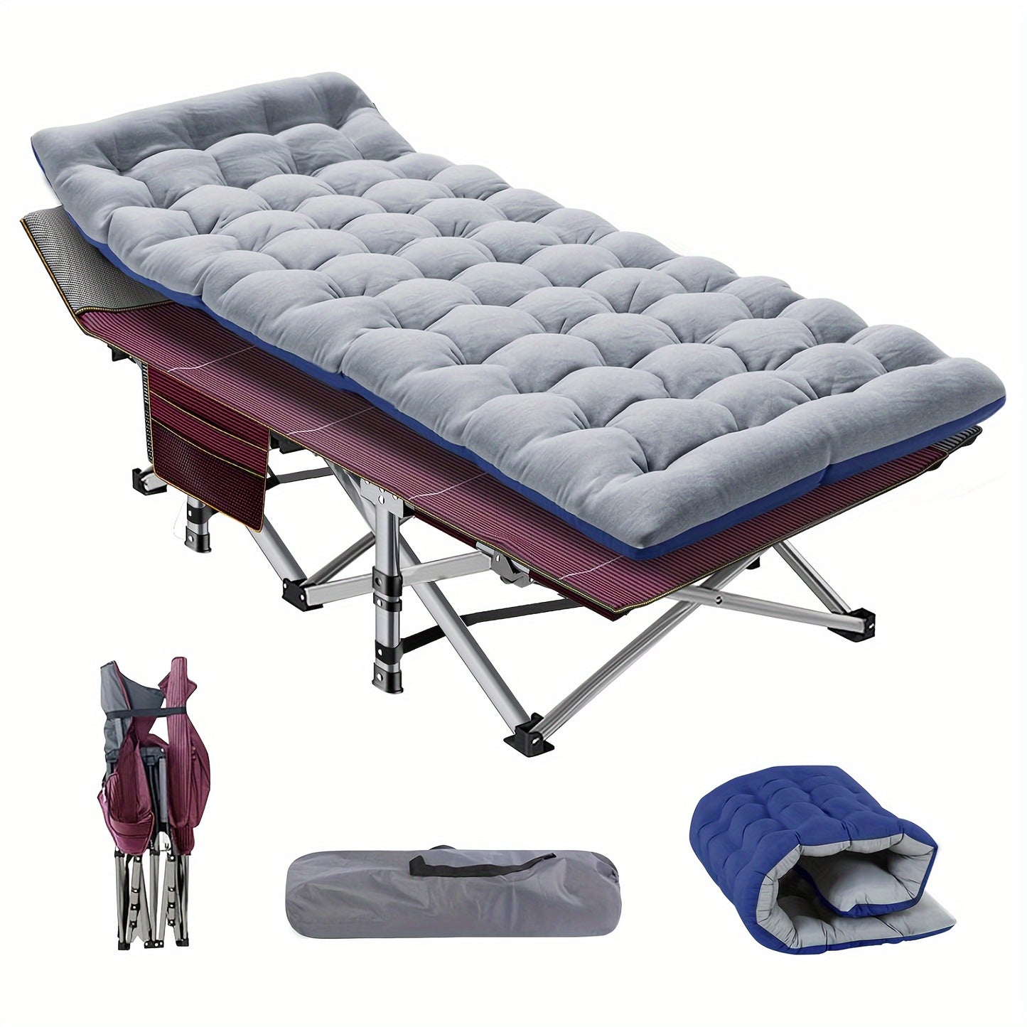 75" Heavy Duty Folding Bed Camping Cot - Portable, Collapsible Guest Bed with Carry Bag for Indoor & Outdoor Use - Premium cot from Lizard Vigilante - Just $79.99! Shop now at Lizard Vigilante