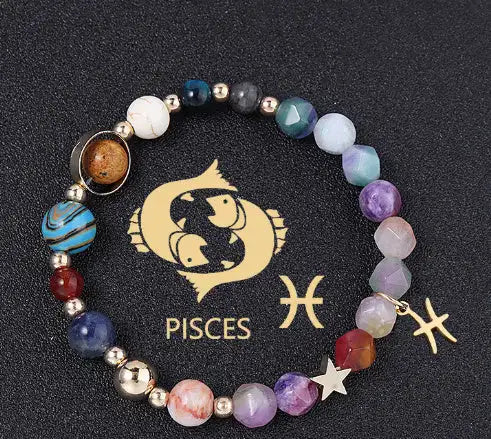 Twelve Constellation Constellation Bracelet Natural Stone Cut Color