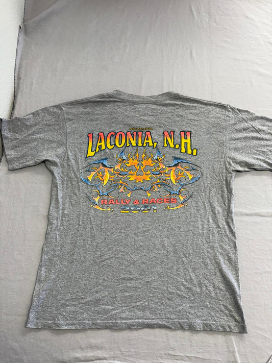 Y2K Tribal Biker T-shirt Laconia New Hamsphire Rally & Races