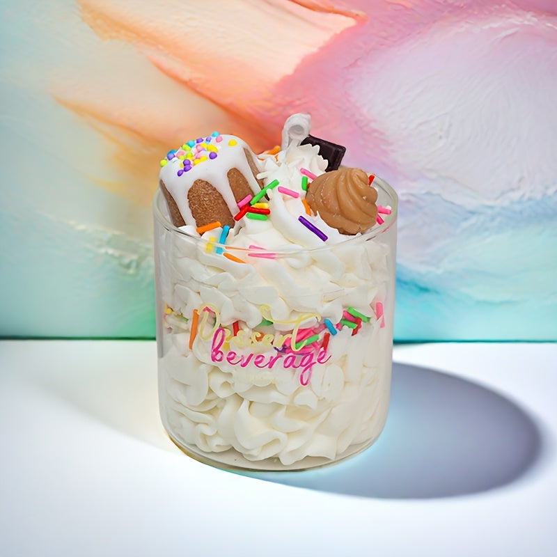 1pc Valentine's Day Scented Candle in Glass Jar - Single-Wick, Glitter Embellished, Indoor Use, Perfect for Cafe, Bakery, Restaurant Decor, Ideal for Mother's Day, Graduation, Juneteenth, Labor Day, Valentines Decorations