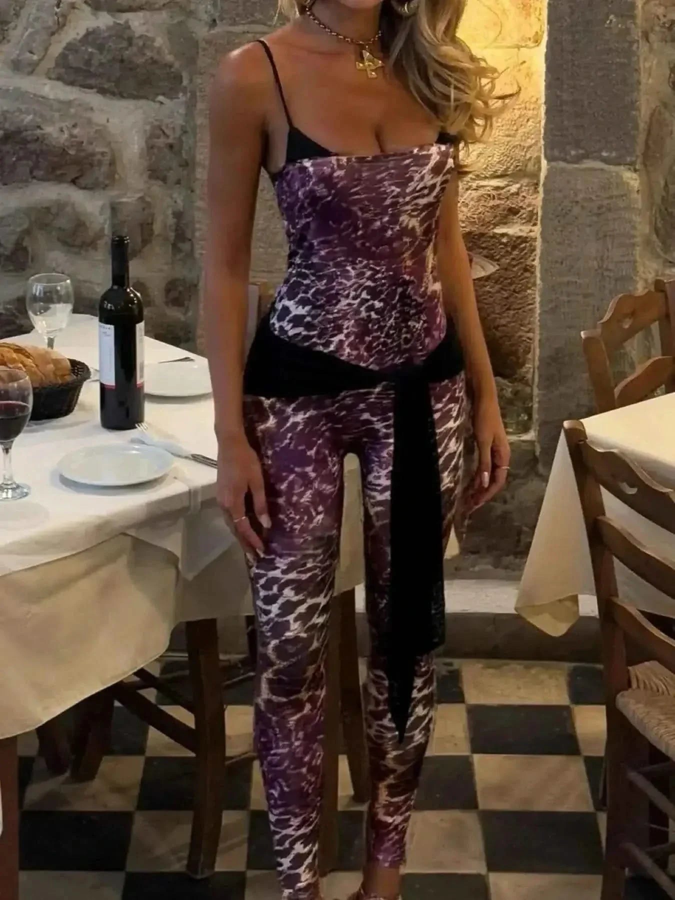 Leopard Spaghetti : Strap Jumpsuit