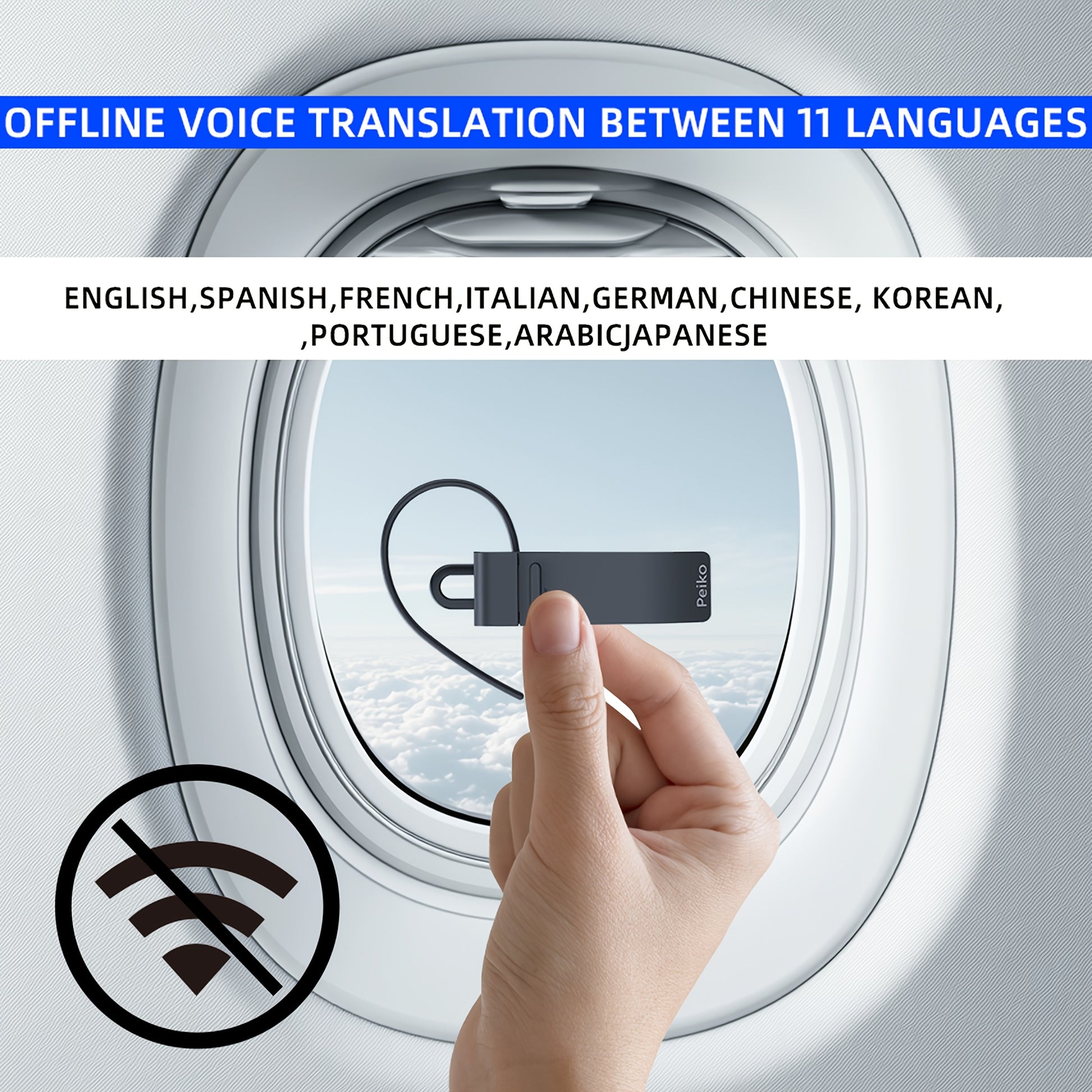 PEIKO WorldTalker - Instant Single Earphone Earbud Translator Supporting 136 Languages with 11 Offline Modes for Accurate Real-Time Voice Translation Anywhere - Premium  from Lizard Vigilante - Just $28.99! Shop now at Lizard Vigilante