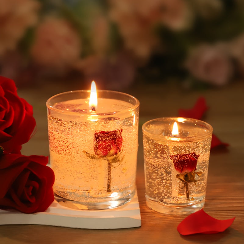 Rose Jelly Scented Candle for Aromatherapy, Romantic Atmosphere - Ideal for Birthdays, Valentine's Day, Anniversaries, Thanksgiving, Christmas - 1pc, Soy Wax in Glass Jar