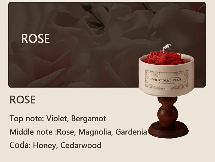 Luxury Soy Wax Scented Candle - 5.3oz Rose, Lavender, Gardenia | Elegant Gift Box for Christmas, Birthdays & Graduations | Home Decor with Ceramic Container & Wooden Base