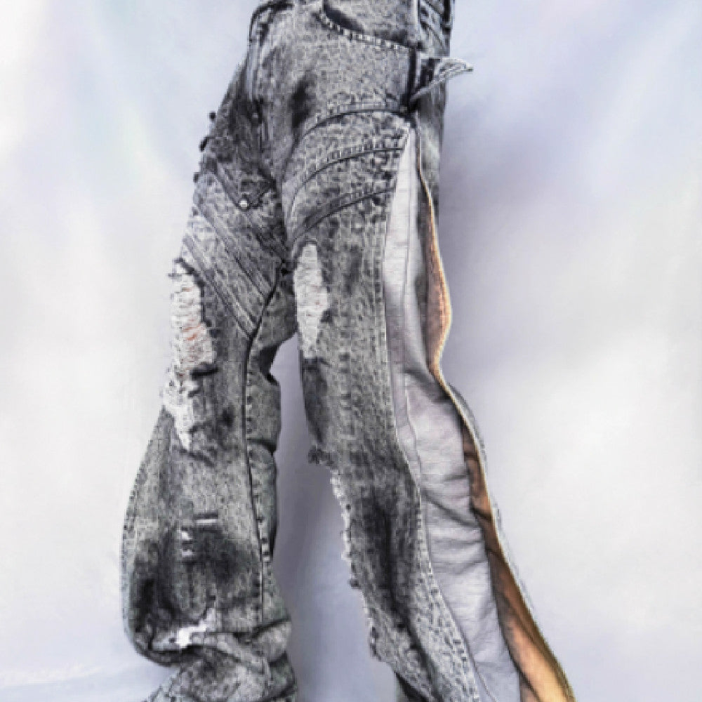 Washing Destroys Fashion Deconstruction Design Patchwork Pants