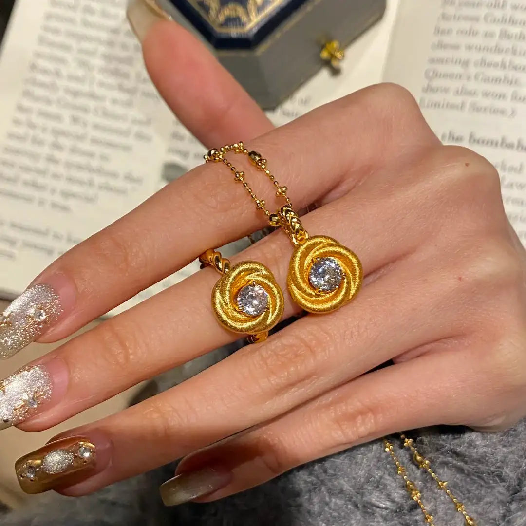 Romantic Eternal Love Mobius Brushed Rose Pendant