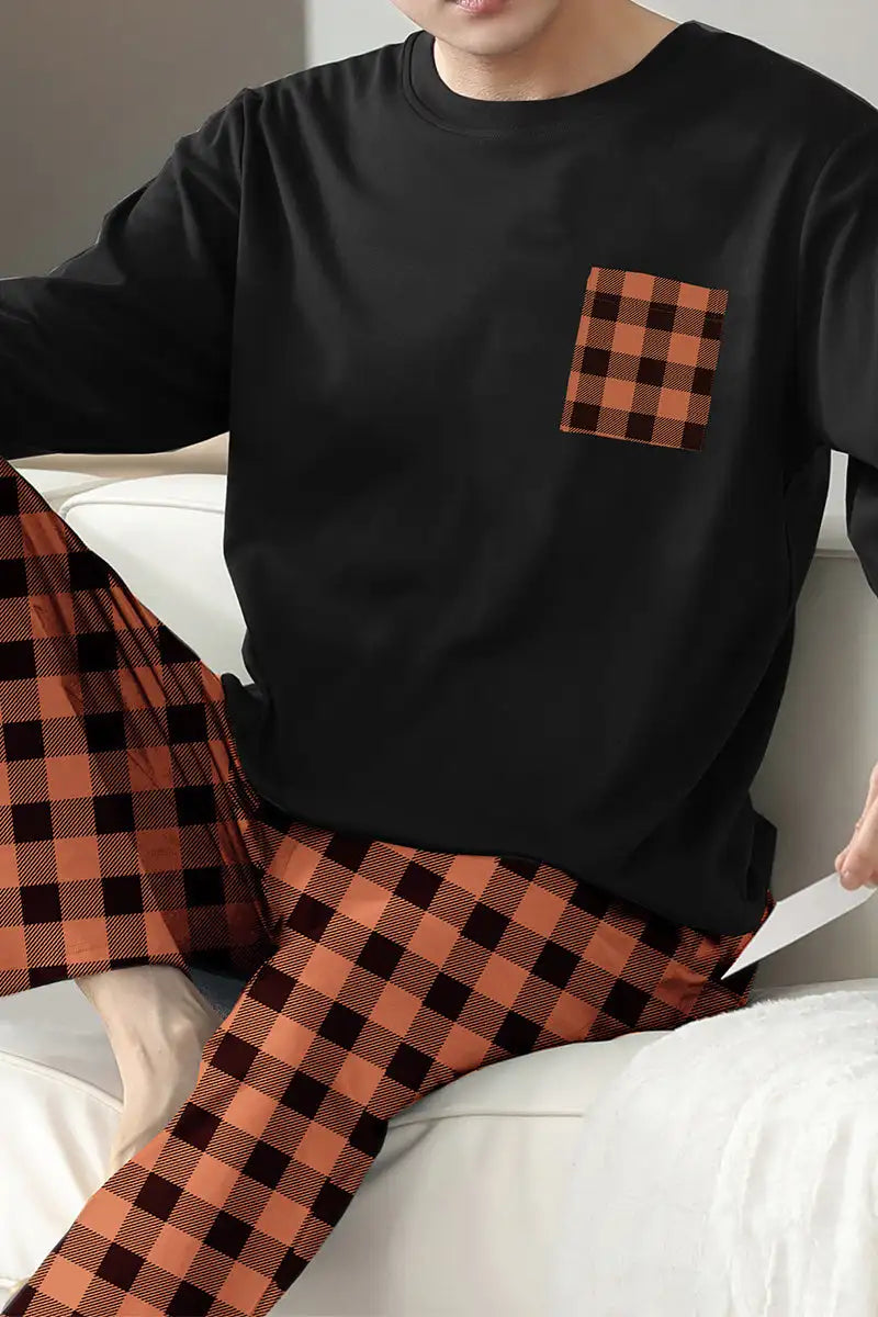 Ice Silk Long Sleeve Long Pants Men's Pajama Set