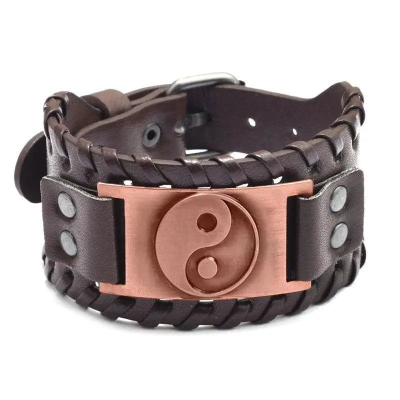 New Trendy Wide Leather Pirate Compass Bracelet Men's Bracelet Fashion Metal Compass Pattern Bracelet Accessories Party Jewelry - Premium Accessories from Lizard Vigilante - Just $17.99! Shop now at Lizard Vigilante