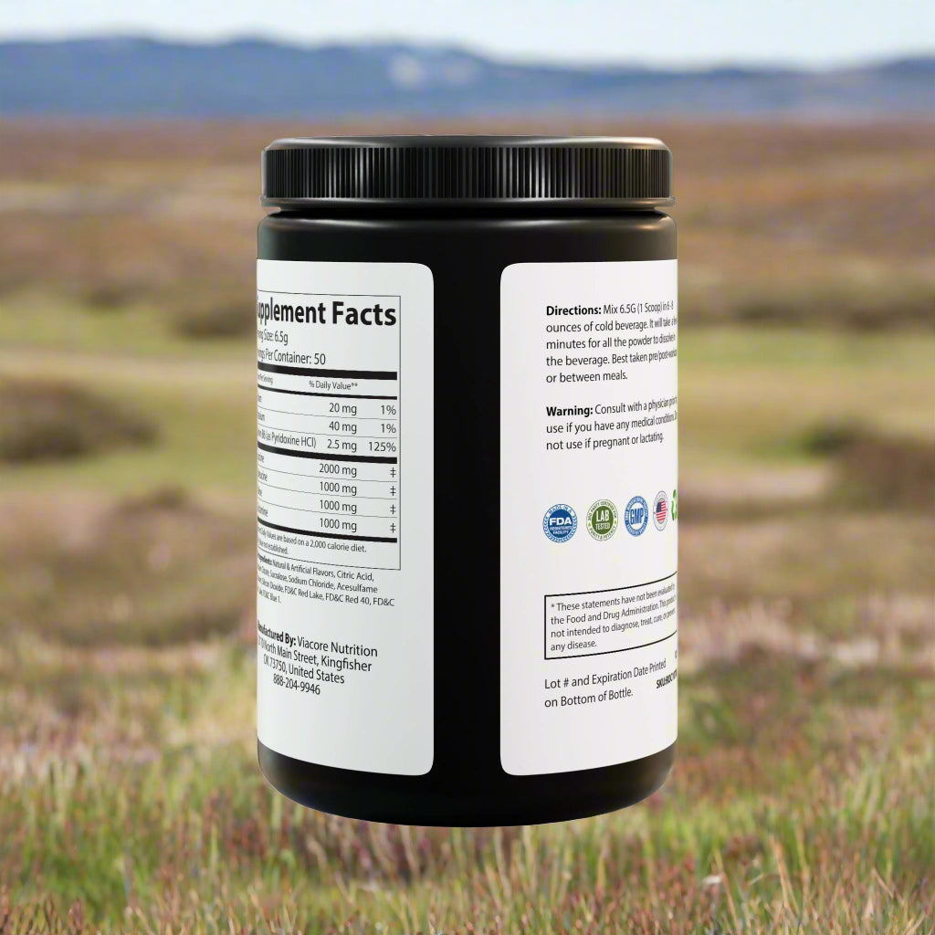 Supplement container with label on a white background