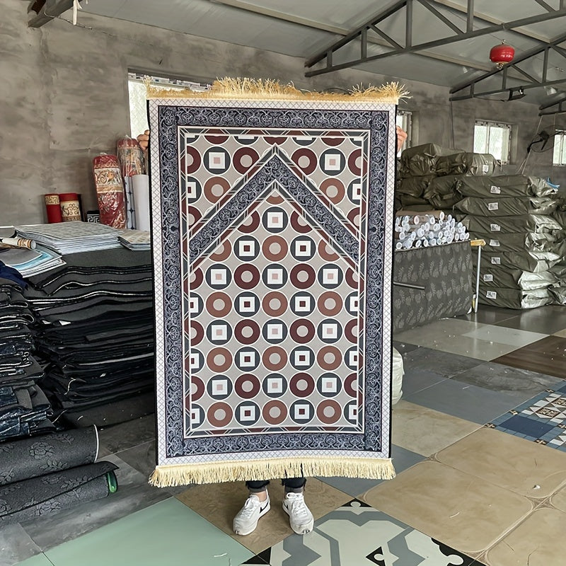 1pc Luxury Muslim Prayer Mat, Non-Slip Printed Islamic Kabah, Soft Worship Cushion, Meditation Rug, Pilgrimage Blanket, Islamic Prayer Carpet, Ideal Islamic Gift
