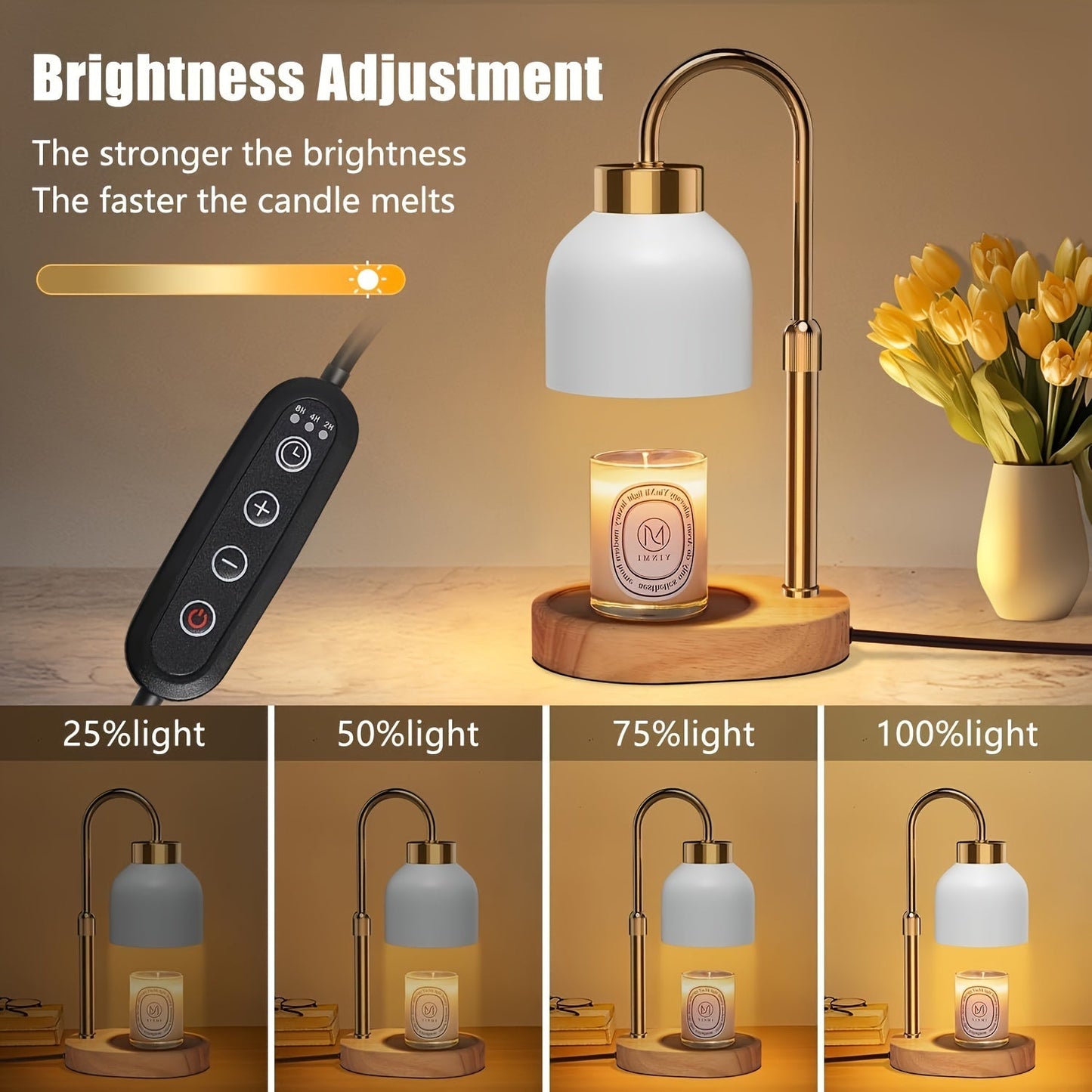 Adjustable Height Dimmable Candle Lamp Warmer With Timer Compatible With Large Jar Candles No Flame Scented Candle Wax Warmer With 2 Bulbs Mothers Day Gift Bedroom Home Decor