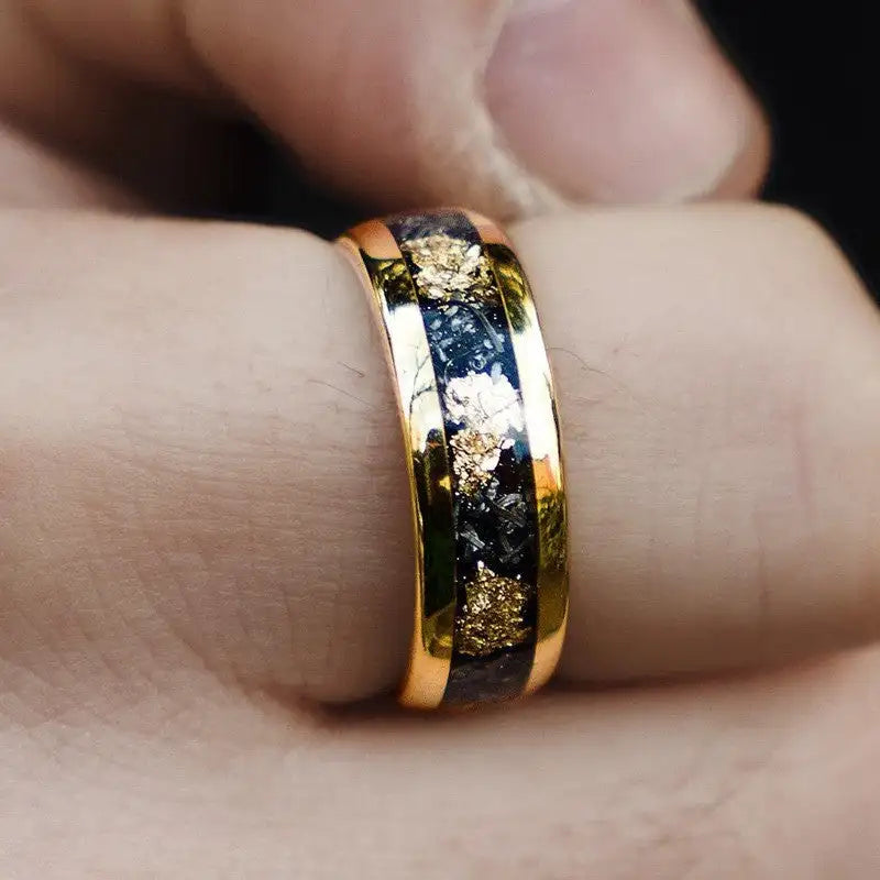 Fashion Men's Gold Starry Stainless Steel Ring