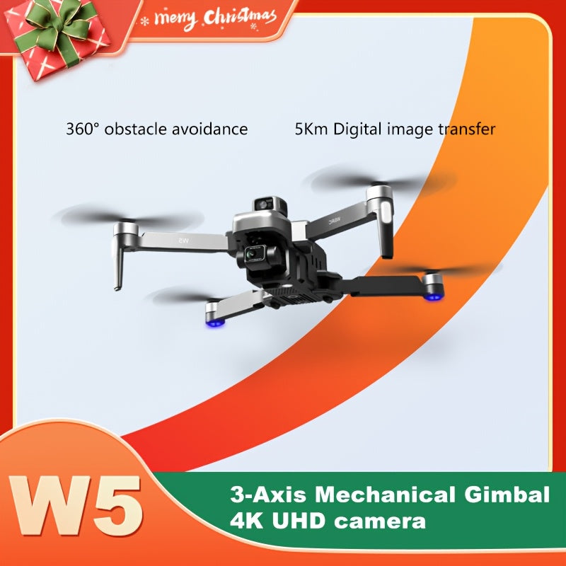 New Arrival W5- Drone, Extra Long Distance 16400 Feet Digital Image Transmission, Super Powerful Brushless Motor, EIS Three-axis Electronic Anti-Shake Gimbal, GPS Precise Outdoor Positioning, 4K HD Camera, 360° Full Angle In