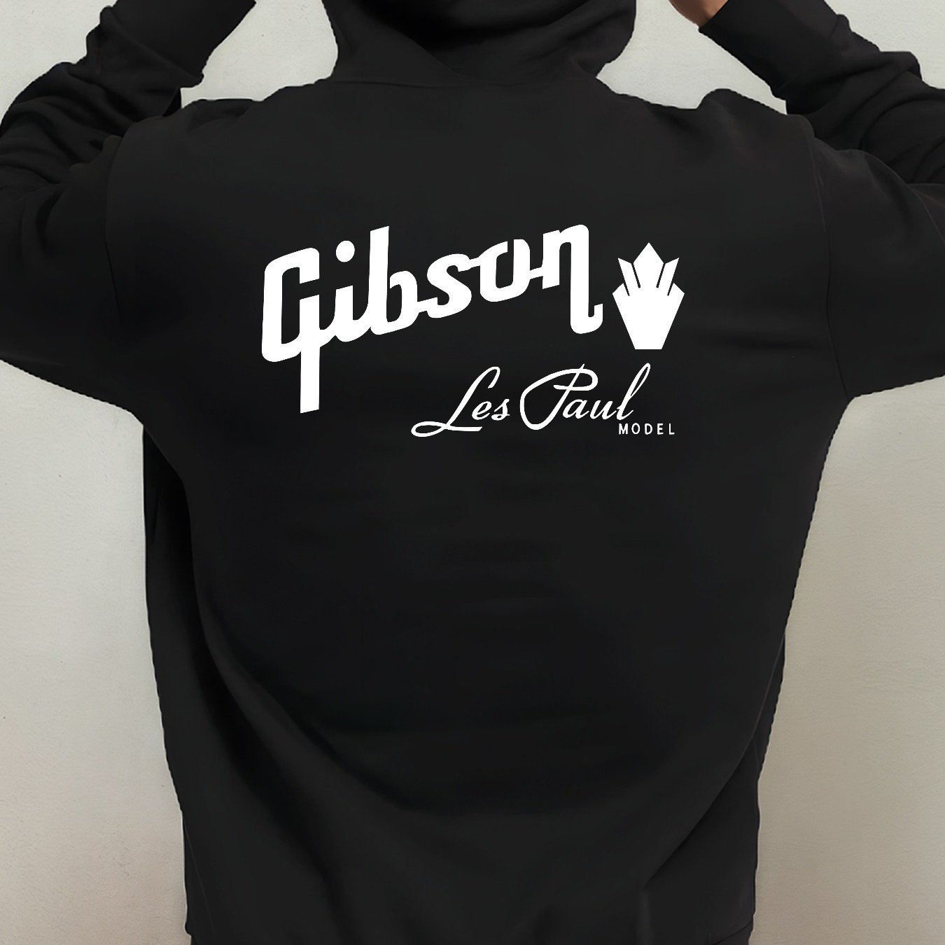 GIBSON 'LES PAUL LOGO' Men's Fleece Hoodie – 250G Cotton-Polyester Blend, Printed Sweater with Hood and Pocket - Premium hoodie from Lizard Vigilante - Just $39.88! Shop now at Lizard Vigilante