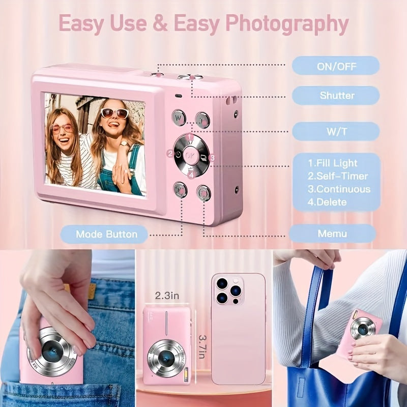 Digital Camera, 1080P FHD Camera 44MP Point And Shoot Digital Camera, 16X Zoom Compact Portable Point Shoot Camera Suitable For Thanksgiving Christmas And New Year Gifts