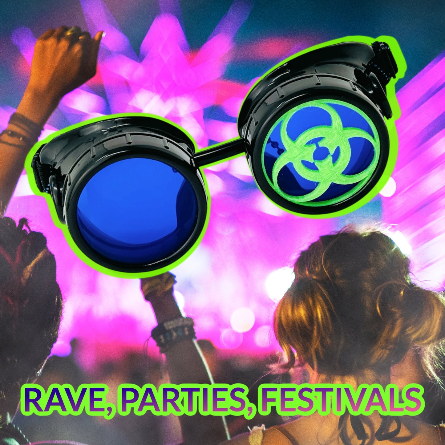 Steampunk Mad Scientist goggles biohazard cosplay glasses