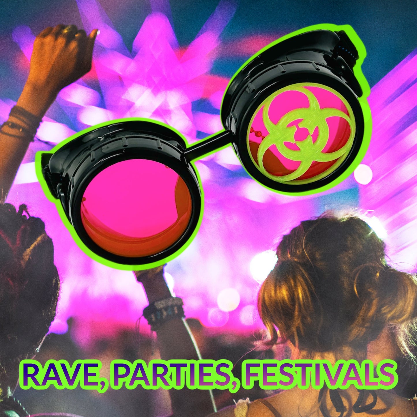 Steampunk Mad Scientist goggles biohazard cosplay glasses neon lenses