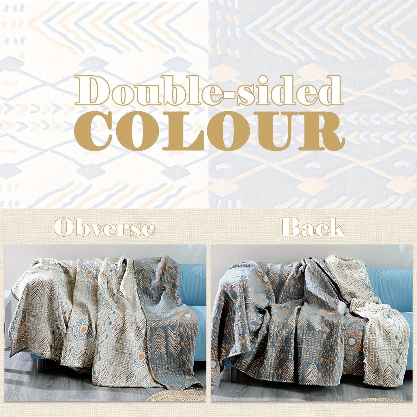 1pc Bohemian Style Sofa Blanket, Multi-functional Carpet, Thick Cotton Soft Sofa Sofa Cover