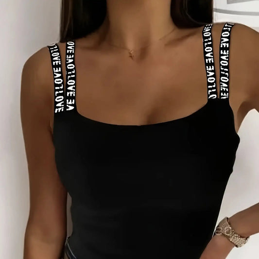 Ladies' Fashionable And Elegant Solid Color Sleeveless Tank Top