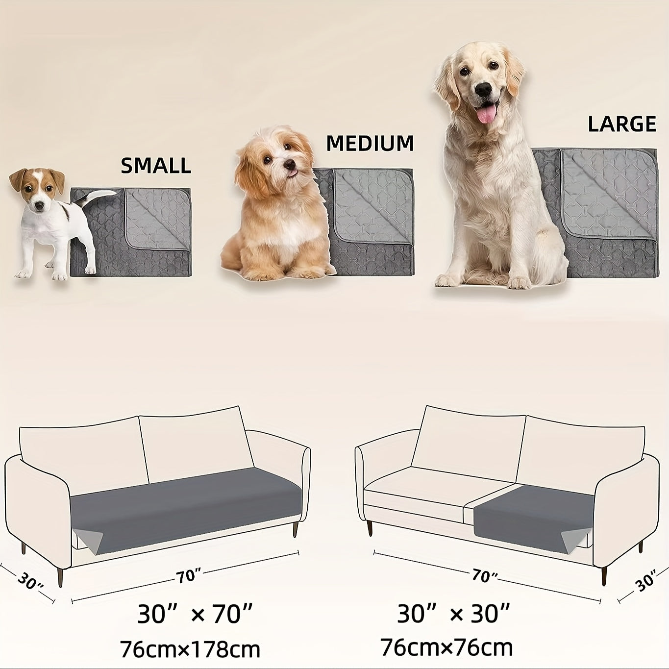 Extra Large Reversible High Quality Dog Blanket - Double-Sided Pet Bed Cover with Bone Pattern, Machine Washable Sofa Protector for Medium/Large/Small Dogs & Cats, Indoor/Outdoor Use, Blanket for Bed