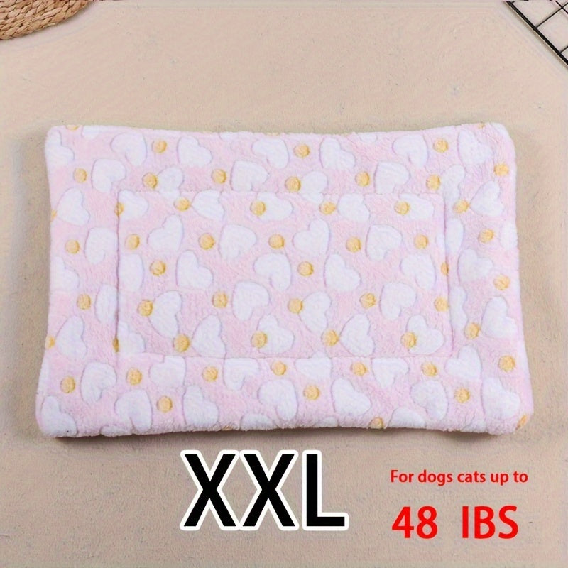 All-Season Dirt-Resistant Rectangular Pet Blanket - Comfortable Dog Paw Heart Print Pet Bed, 1pc