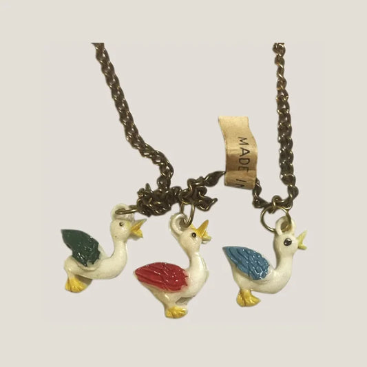 Adorable Antique Vintage 1950s Duck Choker Necklace