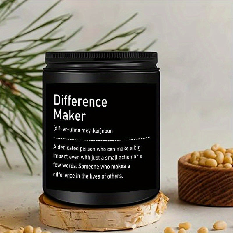 1pc, Lavender Scented Candle, "Difference Maker" Inspirational Quote, 33.81oz Glass Jar with Wick, Bee & Soy Wax, Perfect Gift for Women, Men, Best Friends, Teachers, Bosses, Leaders, Mentors, for Christmas, Thanksgiving, Bir