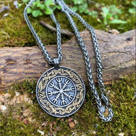 Aegishjalmr Dragon Stainless Steel Viking Pendant