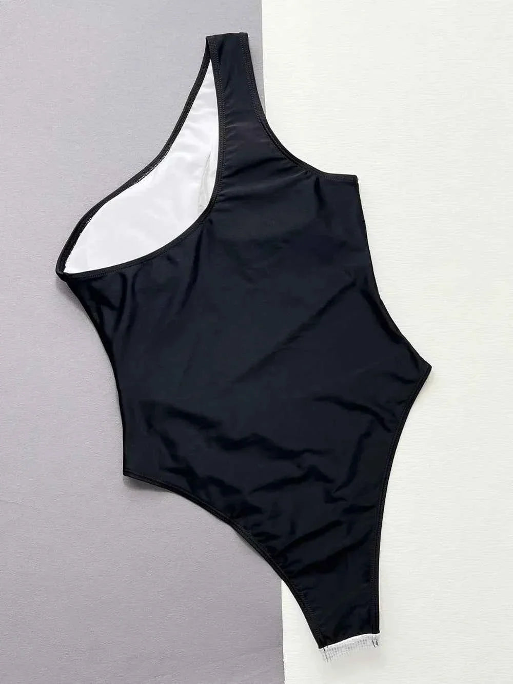 Stylish One-Piece Swimsuit with Contrast Panel Design