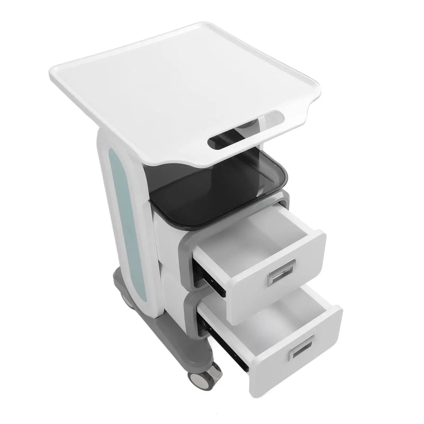 Mobile Medical Trolley Cart Enlarged Tabletop Double Drawer Multifunctional Medical Cart for Beauty Salon Clinic