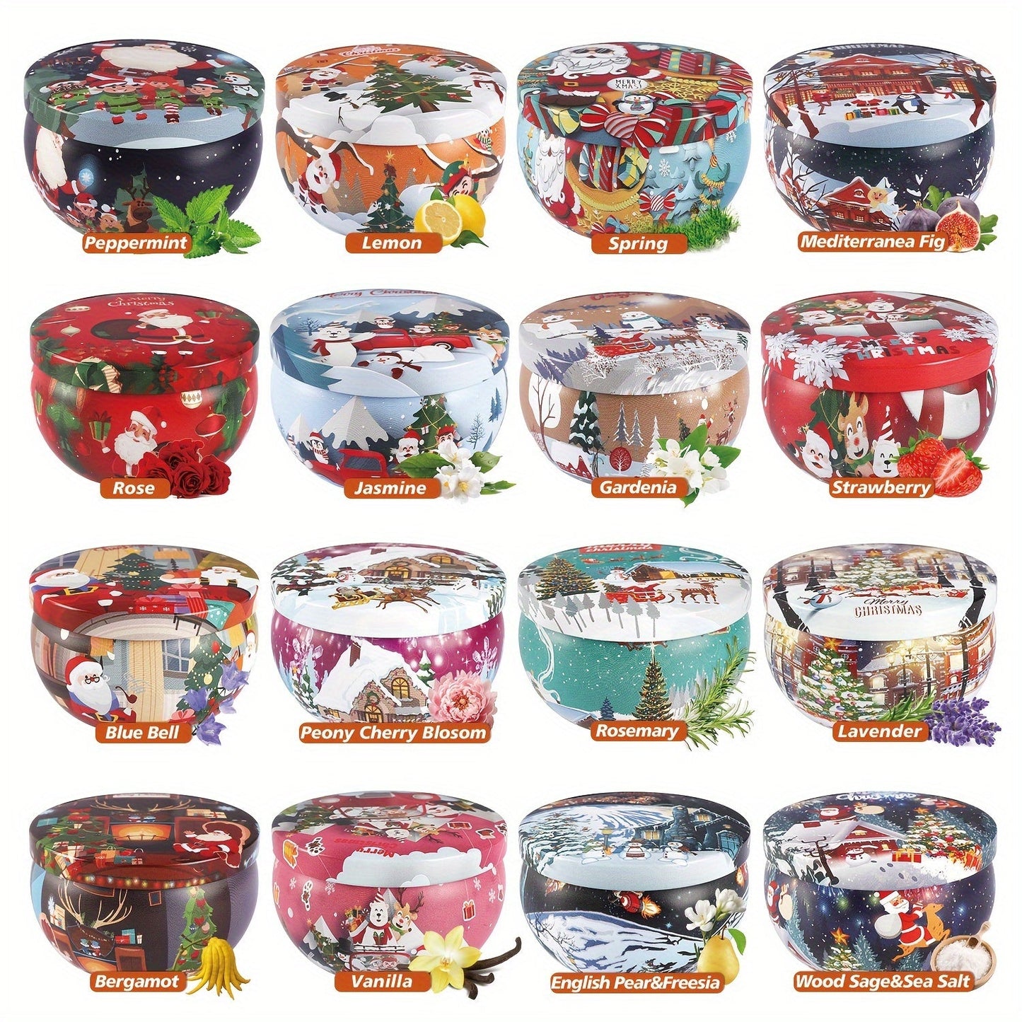 16pcs Christmas Scented Candle, Smoke-free, No-drip, Elegant Romantic Candle, Suitable For Family, Church, Seasonal Celebrations, Also Very Suitable For Christmas Use, As A Gift To Relatives And Friends.