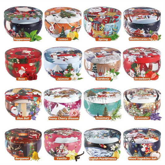 16pcs Christmas Scented Candle, Smoke-free, No-drip, Elegant Romantic Candle, Suitable For Family, Church, Seasonal Celebrations, Also Very Suitable For Christmas Use, As A Gift To Relatives And Friends.