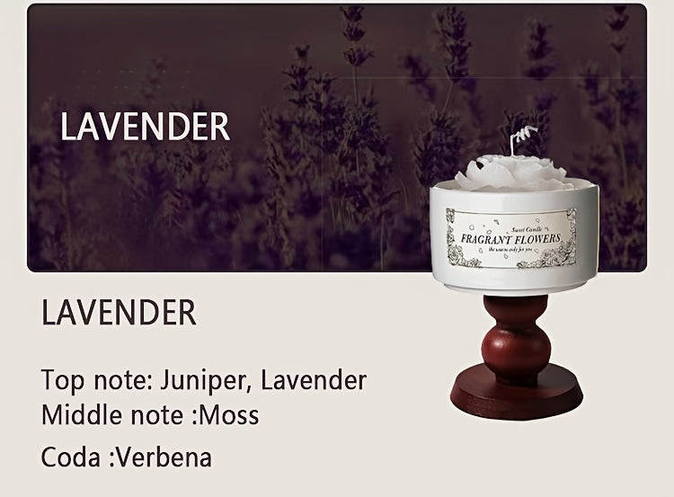 Luxury Soy Wax Scented Candle - 5.3oz Rose, Lavender, Gardenia | Elegant Gift Box for Christmas, Birthdays & Graduations | Home Decor with Ceramic Container & Wooden Base