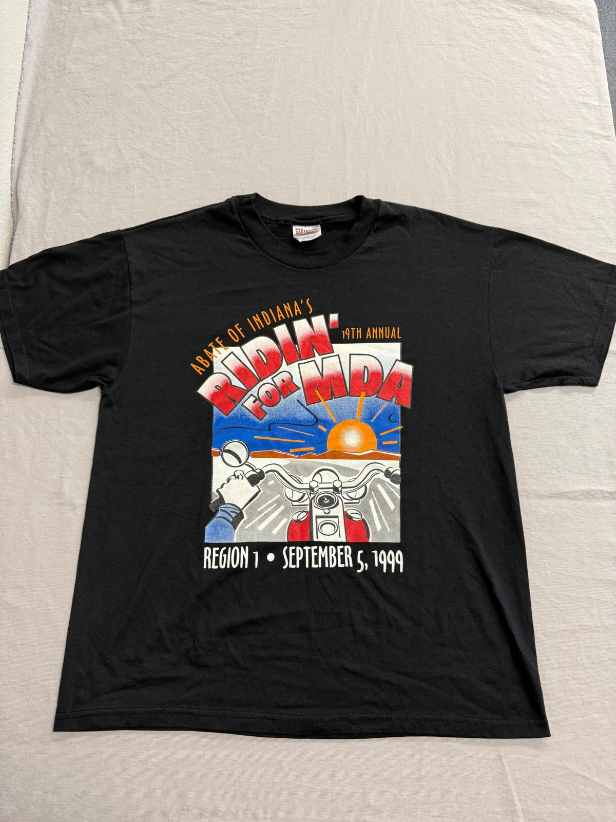 VTG Biker T-shirt Ridin for MDA 1999 Abate of Indiana L