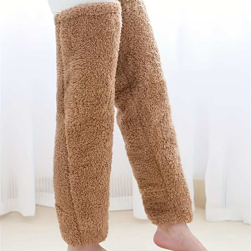 Cozy Couple's Thigh-High Fuzzy Socks - Warm, Durable Knit Over-The-Knee Stockings, Easy-Care Solid Hosiery