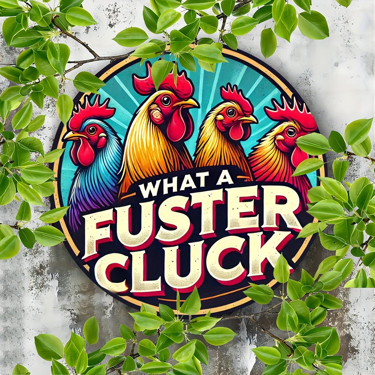 1pc, "What a Fuster Cluck" Rooster Sign, 8x8 inches (20x20cm) - Premium sign from Lizard Vigilante - Just $19.99! Shop now at Lizard Vigilante