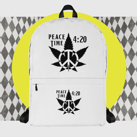 Peace Time 4:20 Rockstar Backpack Bag of Weed Black & White - Lizard Vigilante