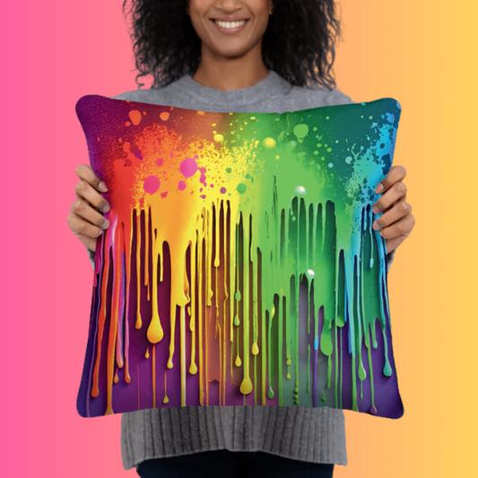 Psychedelic Abstract Paint Drip Pillow for Festivals and Raves