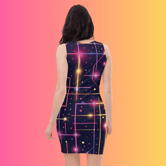 Vibrant Abstract Bodycon Festival Dress for Rave Lovers