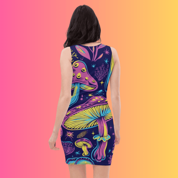 Vibrant Mushroom Bodycon Dress for Festivals and Raves