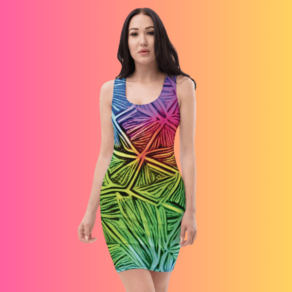 Vibrant Abstract Bodycon Dress for Festival Vibes