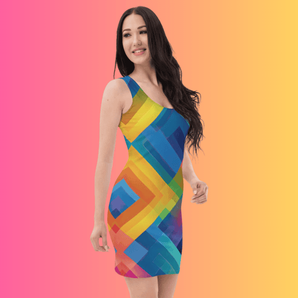 Electric Neon Plaid Bodycon Dress for Rave Festivals