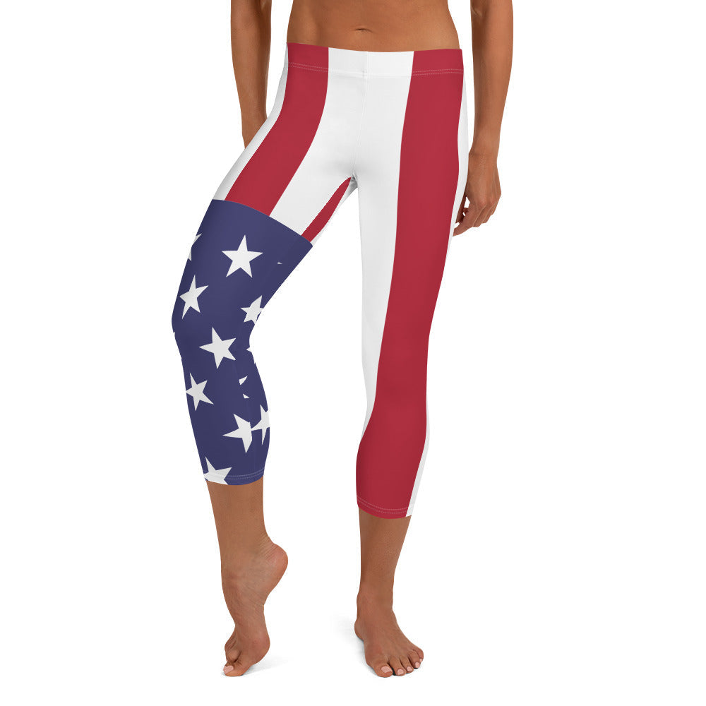 American Flag Capri Leggings / Old Glory Pants - Lizard Vigilante