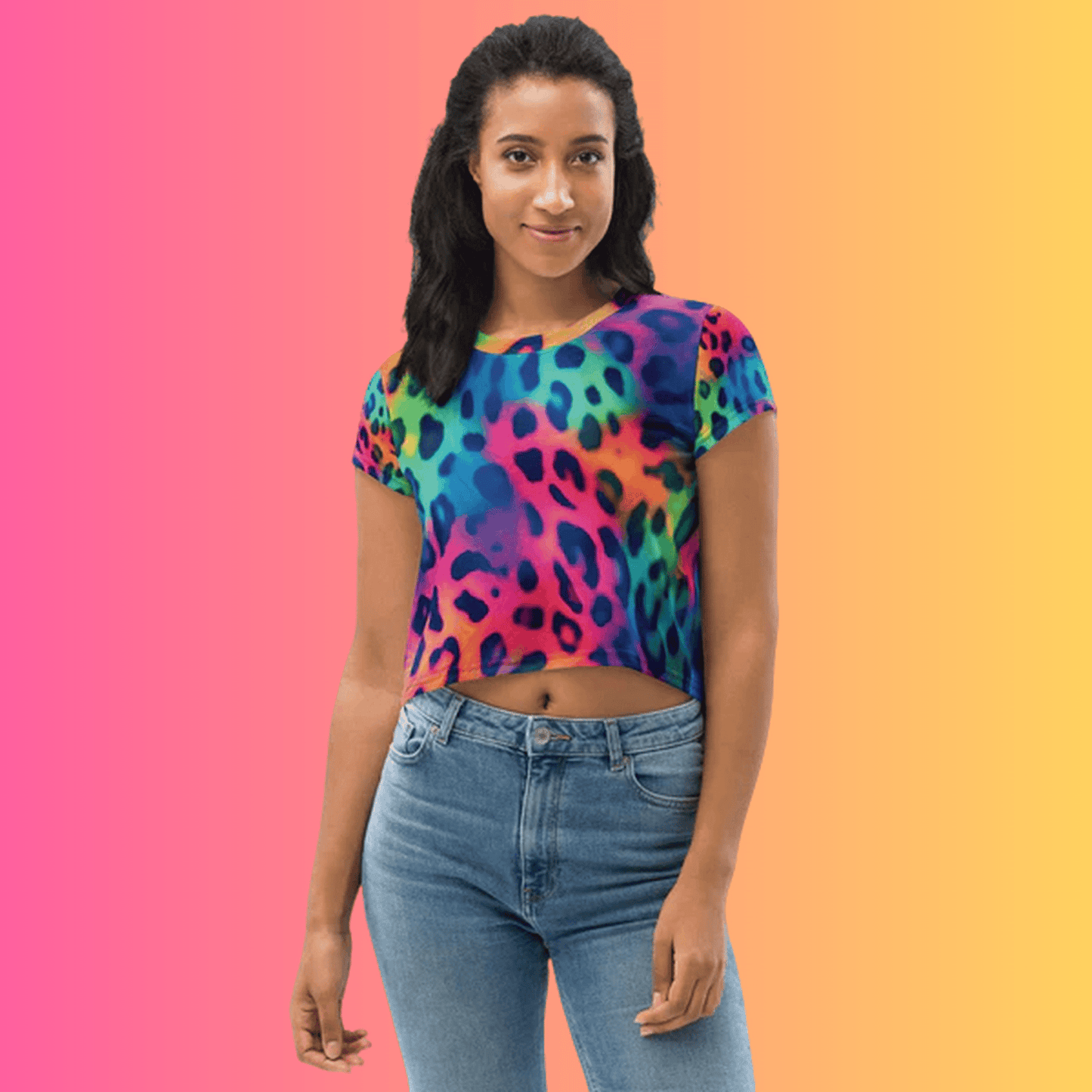 Neon Leopard Print Crop Top for EDM Lovers