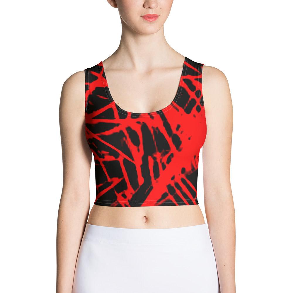 Red And Black Co-Lab Crop Top - Lizard Vigilante