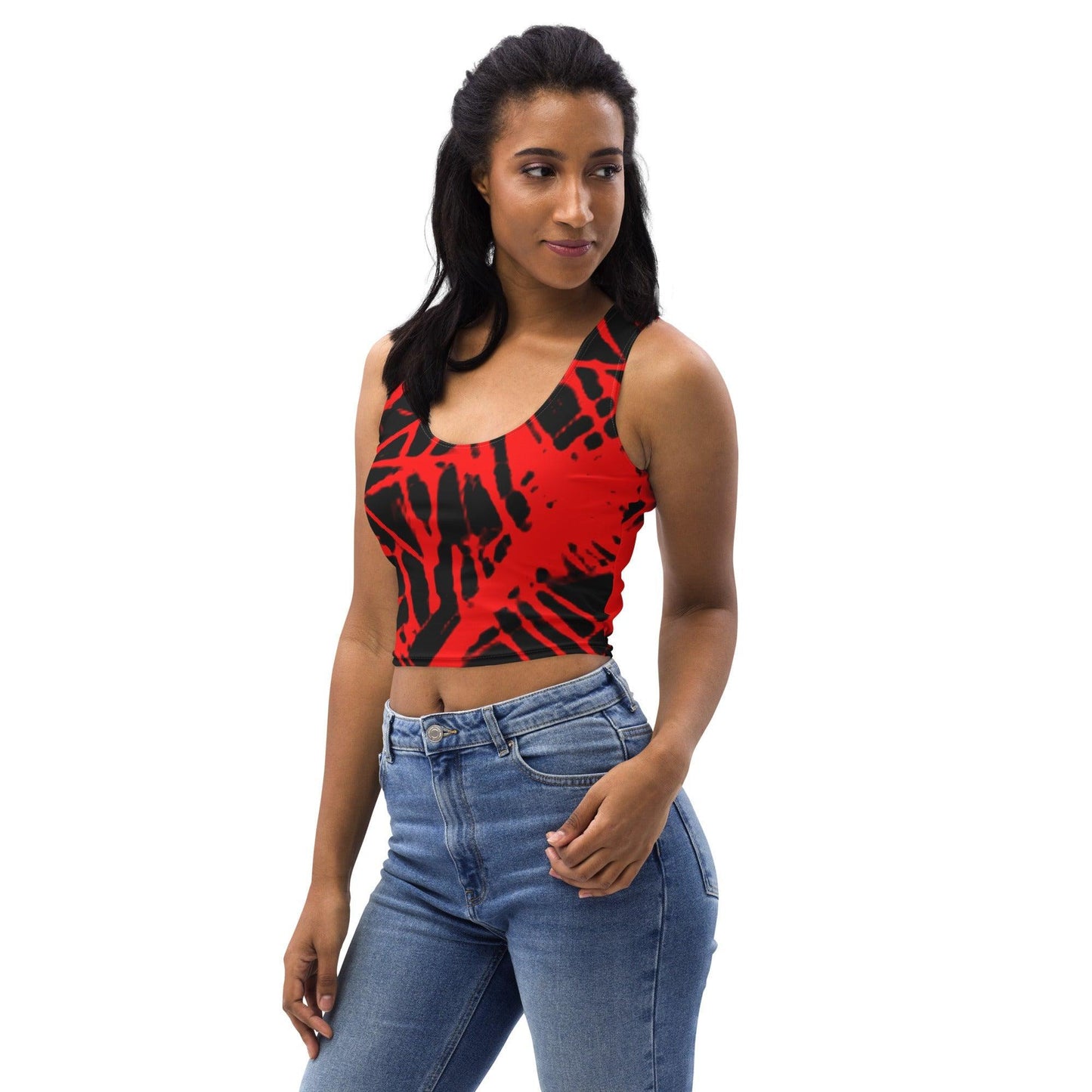 Red And Black Co-Lab Crop Top - Lizard Vigilante