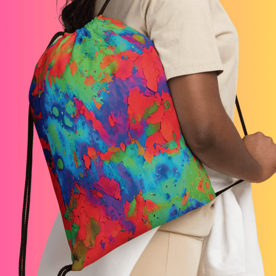 Vibrant Tie-Dye Drawstring Bag - The Ultimate Festival Companion for Raves and EDM Events