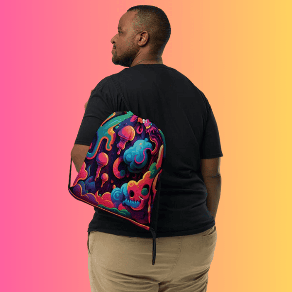 Trippy Universe Drawstring Bag - Ultimate Companion for Raves & Festivals