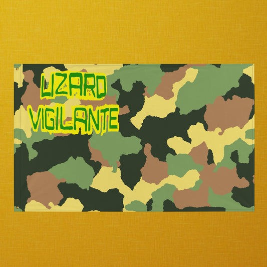 Lizard Vigilante Logoo Camo Flag with Yellow and Green - Lizard Vigilante